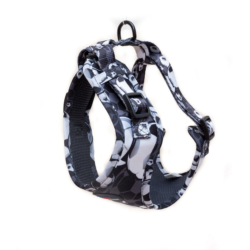 Funk the Dog Harness & Lead Set | Black & White Footballs