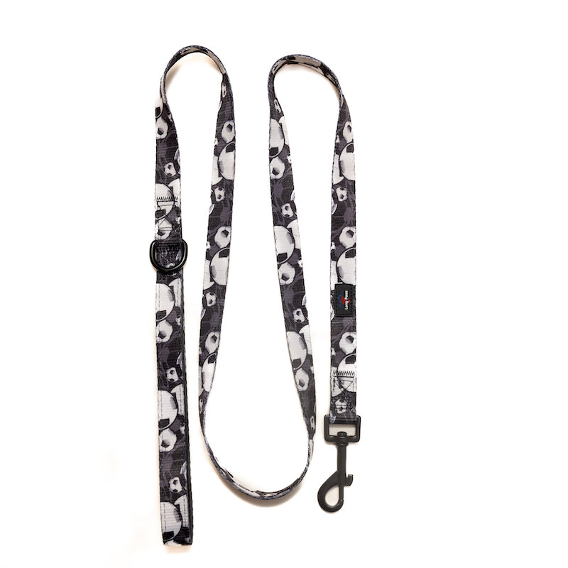 Funk the Dog Lead & Poo Bag Pouch Set | Black & White Footballs