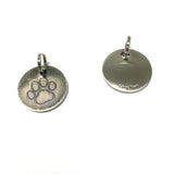 Antique Nickel Paw, Silver / Grey Dog Tag (22mm)