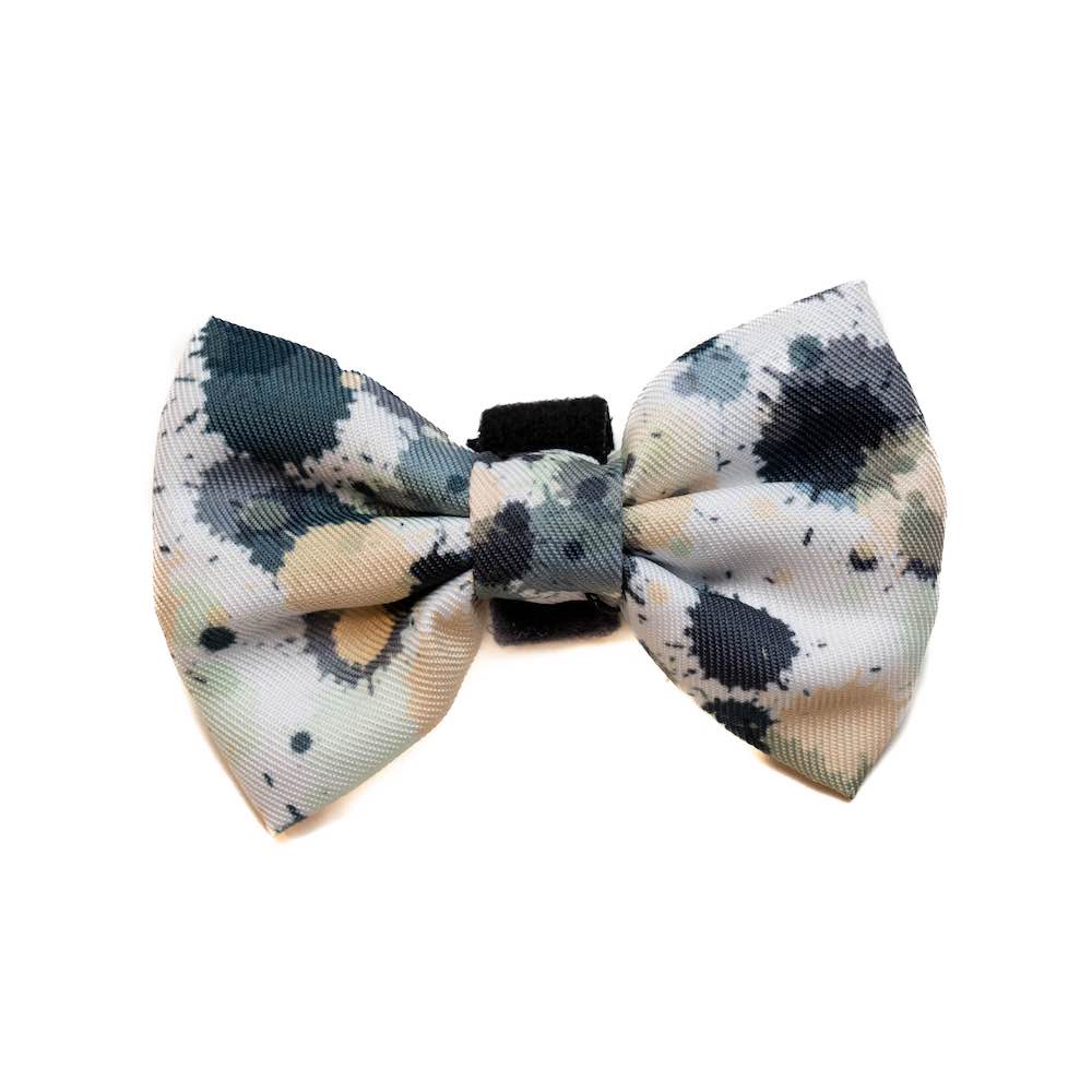 Funk the Dog Lead & Bowtie Set | Paint Splodge Grey, Green, Yellow & White