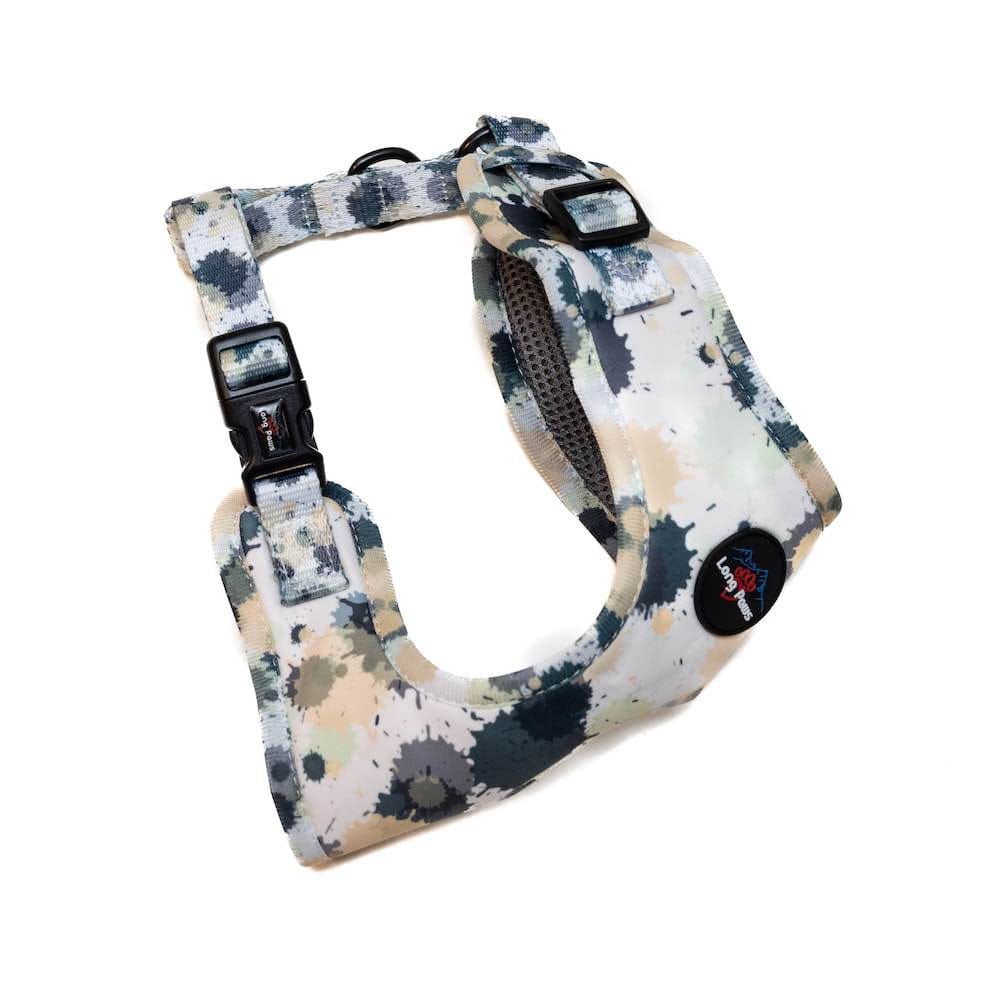 Funk the Dog Harness & Lead Set | Paint Splodge Grey, Green, Yellow & White