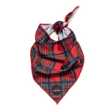 Funk The Dog Tartan Bow & Bandana Christmas Set | Red Traditional Tartan