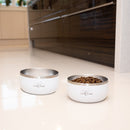 Lunar Dog Bowls - Food & Water Bowl Set - White-3