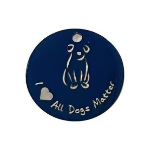 All Dogs Matter Titanium Dog Tag (25mm), Engravable, Blue | Round