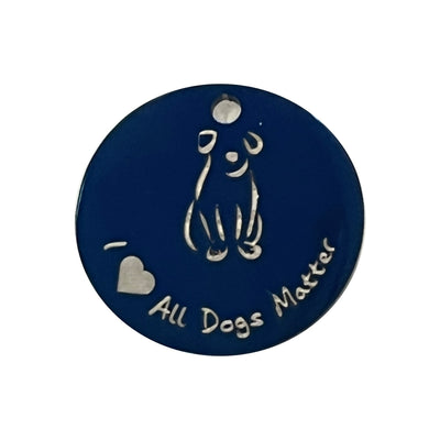 All Dogs Matter Titanium Dog Tag (25mm), Engravable, Blue | Round