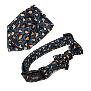 Funk the Dog Collar, Bowtie, & Bandana Set | Leopard Green & Gold