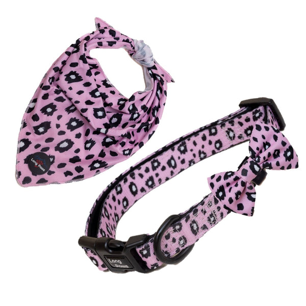 Funk the Dog Collar, Bowtie & Bandana Set | Pink Leopard