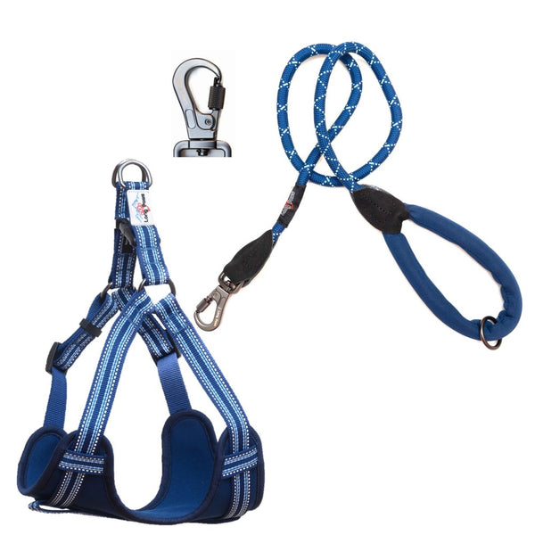 Comfort Screw Lock Rope Lead (120cm) & Reflective Step-in Harness Set