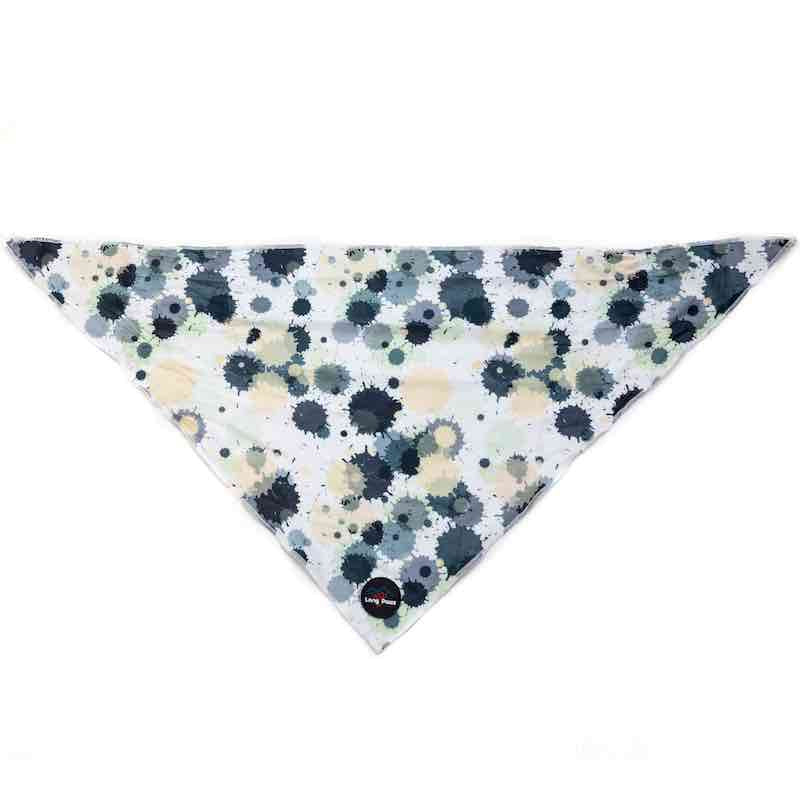 Funk the Dog Collar, Bowtie & Bandana Set | Paint Splodge Grey, Green, Yellow & White