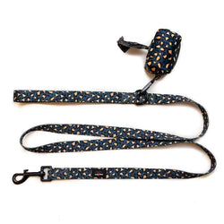 Funk the Dog Lead & Poo Bag Pouch Set | Leopard Green & Gold