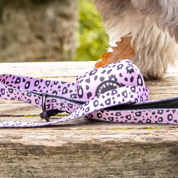 Funk the Dog Lead & Poo Bag Pouch Set | Pink Leopard