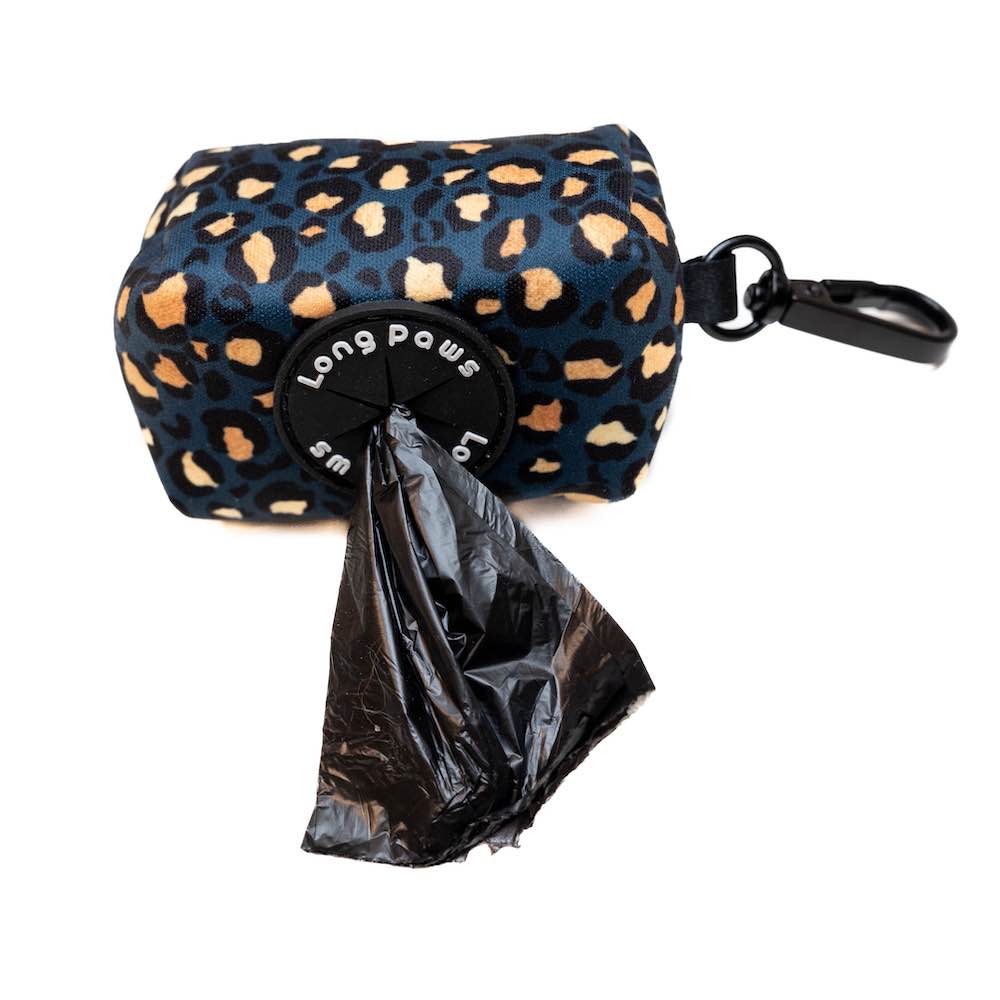 Funk the Dog Lead & Poo Bag Pouch Set | Leopard Green & Gold