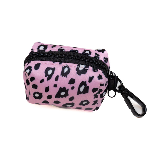 Funk the Dog Lead & Poo Bag Pouch Set | Pink Leopard