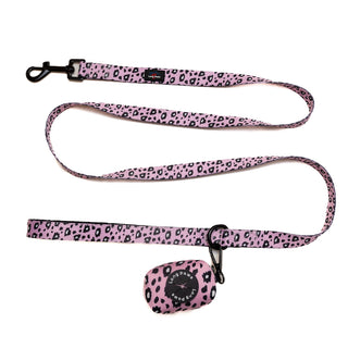 Funk the Dog Lead & Poo Bag Pouch Set | Pink Leopard