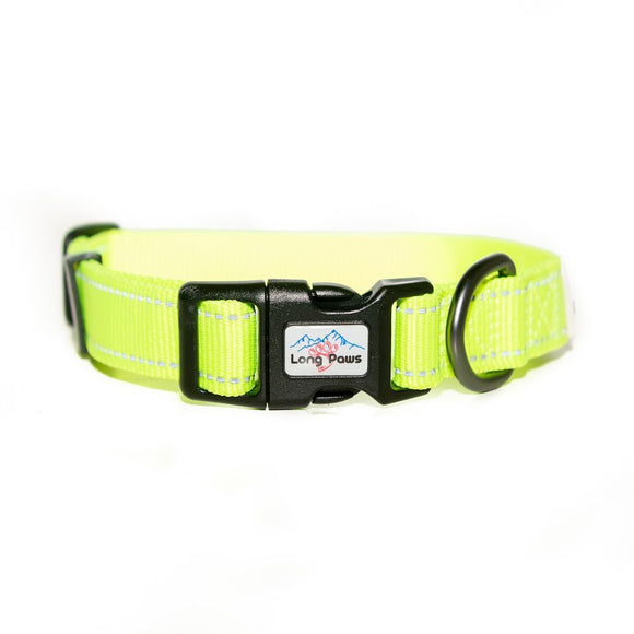 Reflective Neon Collar with Black Comfort Trigger Hook Rope Lead (120cm) Set, All Black / Neon