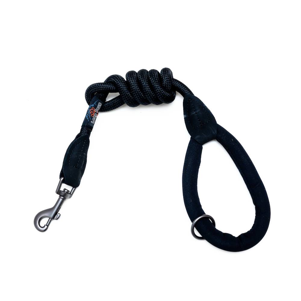Reflective Collar with matching Black Comfort Trigger Hook Rope Lead (80/120cm) Set, All Black