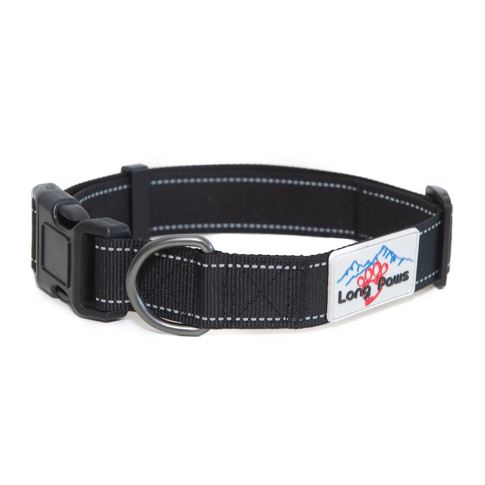 Reflective Collar with matching Black Comfort Trigger Hook Rope Lead (80/120cm) Set, All Black