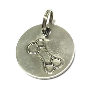 Antique Nickel Bone, Silver Grey Dog Tags (22mm)