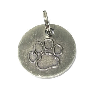 Antique Nickel Paw, Silver / Grey Dog Tag (22mm)