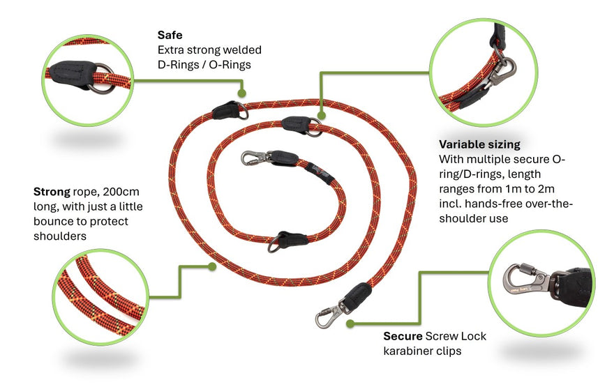 Long paws multi function training lead infographic or 2