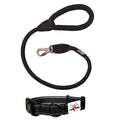 Reflective Collar with matching Black Comfort Slide Lock Rope Lead (75cm) Set, All Black