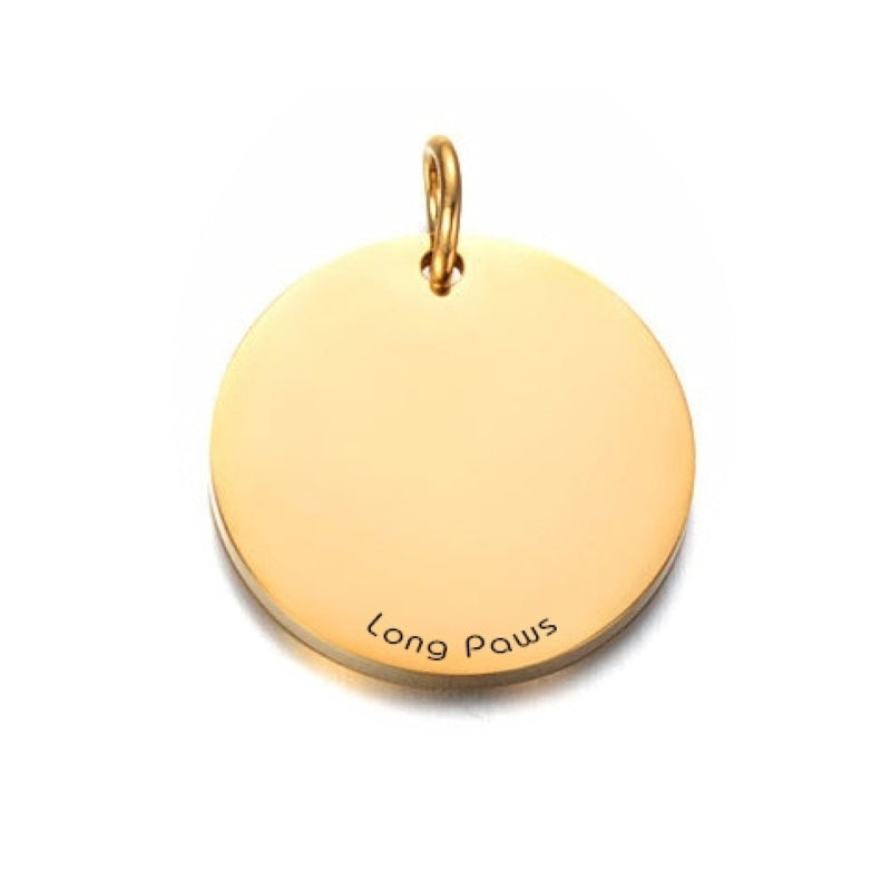Gold Plated Dog tag | Dog Name Tag | Shiny | Engrave | Long Paws