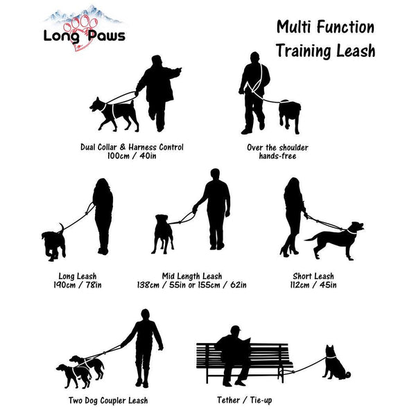 Long Paws Multi-Function Dog Training Leash Infographic