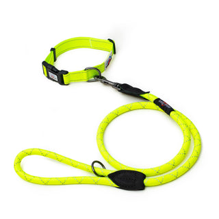 Neon Collar & Reflective Rope Lead Set - Long Paws