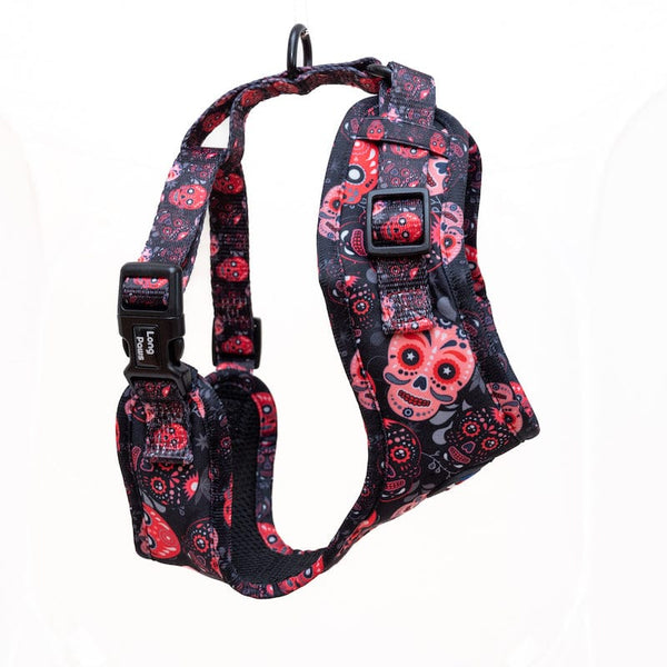 Funk The Dog Harness | Day Of The Dead in Red & Pink