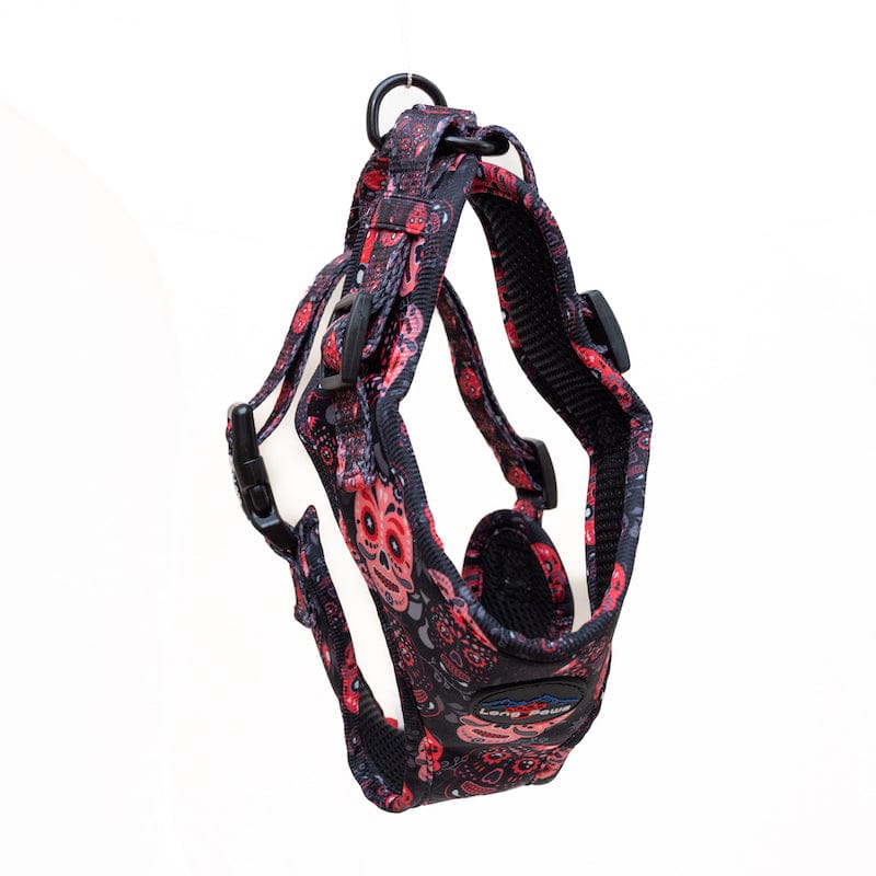 Funk The Dog Harness | Day Of The Dead in Red & Pink