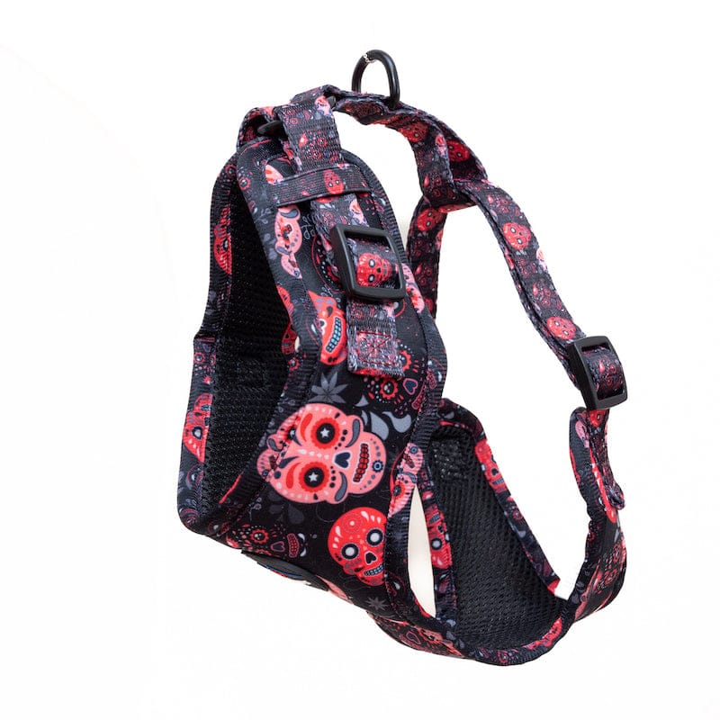 Funk The Dog Harness | Day Of The Dead in Red & Pink