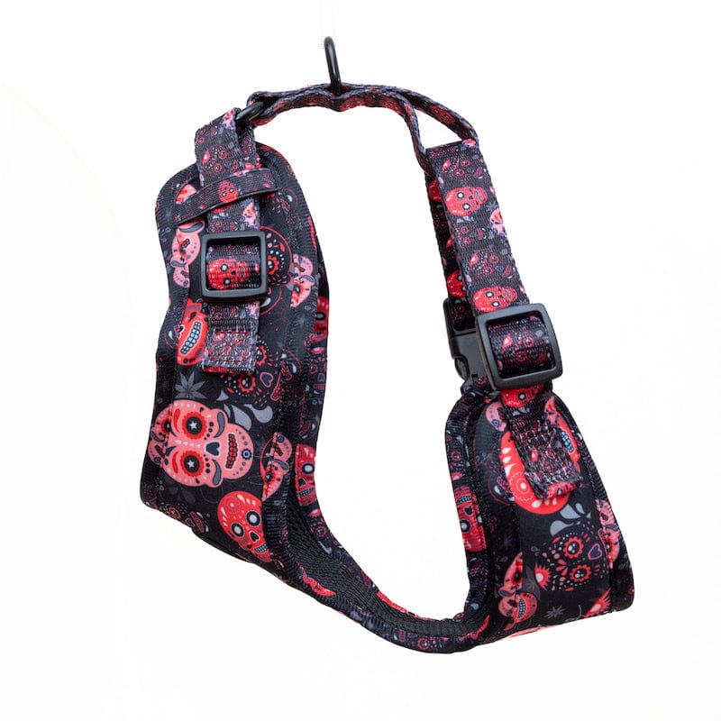 Funk The Dog Harness | Day Of The Dead in Red & Pink