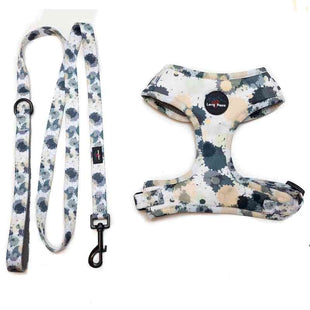 Funk the Dog Harness & Lead Set | Paint Splodge Grey, Green, Yellow & White
