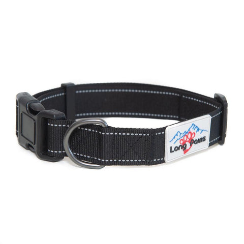 Reflective Dog Collar - Black - Long Paws