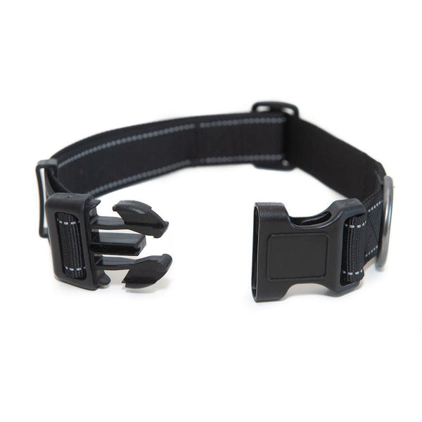 Reflective Dog Collar & Leash Set - Black - Long Paws