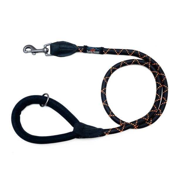 Long Paws Comfort Mk2 Rope Leash, Black/Orange