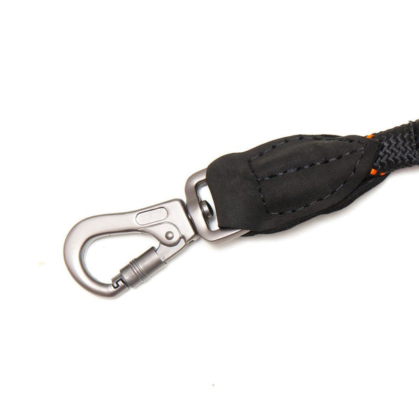 Comfort Rope Lead | SLIDE Lock | Black with Orange stripes | 30in / 75cm