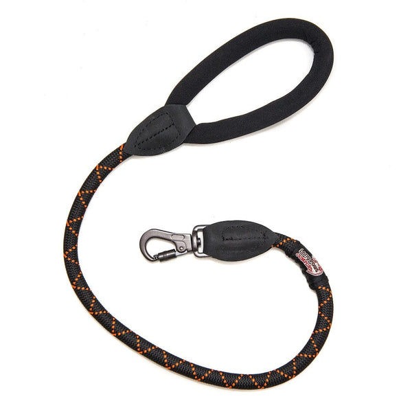 Comfort Rope Lead | SLIDE Lock | Black with Orange stripes | 30in / 75cm