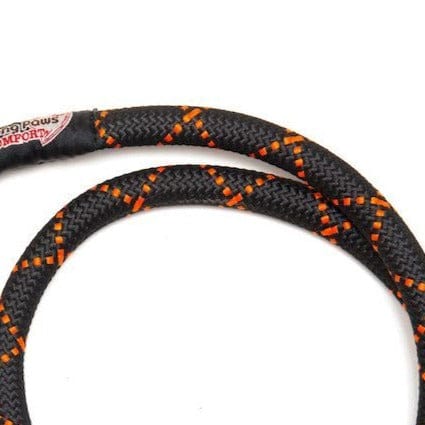 Long Paws Comfort Rope Leash, Locking Clip, Black/Orange