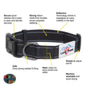 Reflective Dog Collar & Leash Set - Black - Long Paws