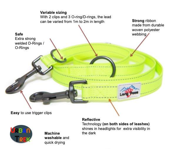 Neon Collar & Multi-function Training Lead Set - Long Paws